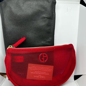 Giorgio Armani Vibrant Red Mesh Pouch/Makeup bag